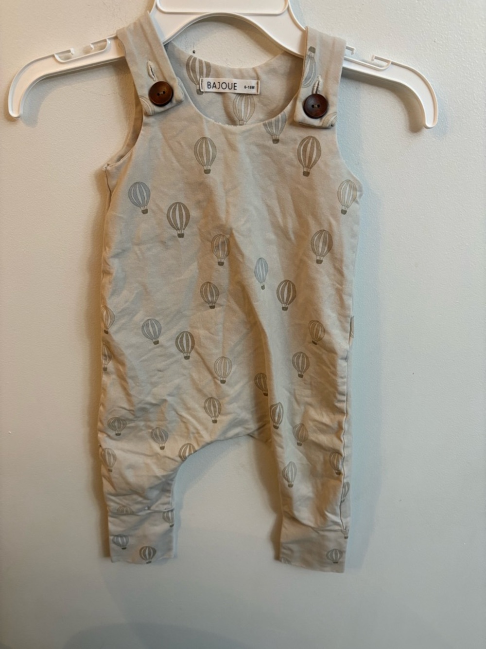 Bajoue Cream Hot Air Balloon Baby Overalls 6-18 months unisex